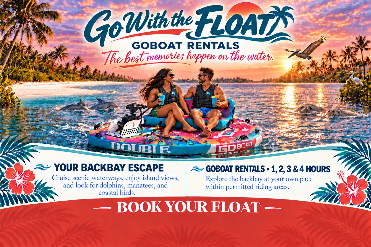 Go With The FLOAT GoBoat adventure at sunset