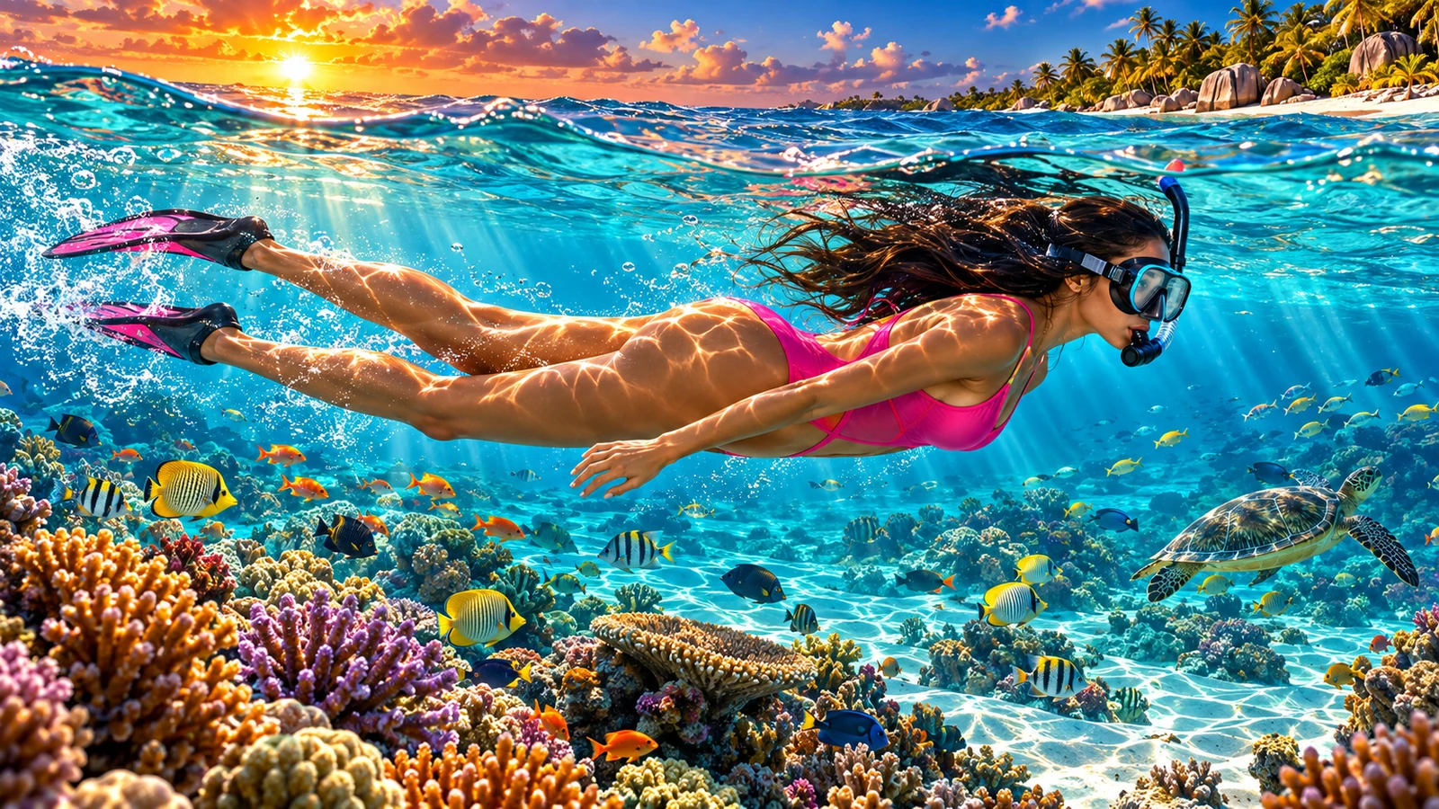 Snorkeling in turquoise Florida water